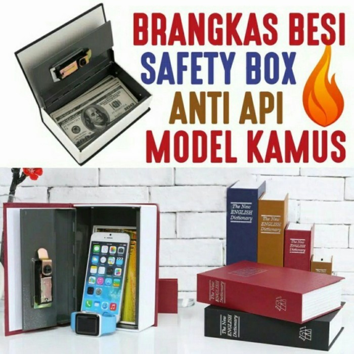 Ready brankas besi tempat penyimpanan uang barang berharga bentuk buku