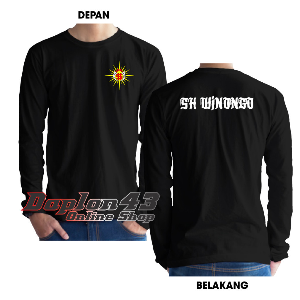 KAOS SH WINONGO HURUF METAL PUTIH KAOS LENGAN PANJANG DEPAN LOGO SINAR DAPLON43 35