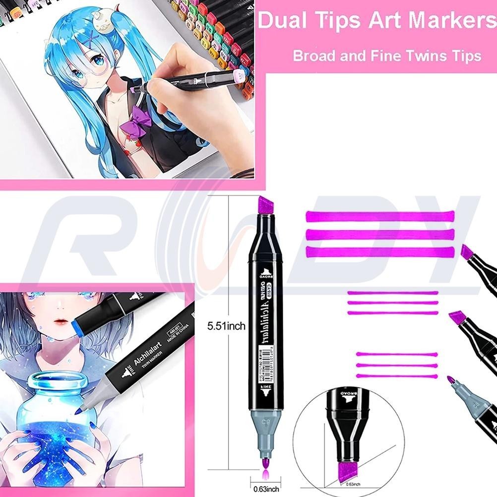 

At43 Touch 60/80 Warna Sketsa Spidol Umum General Marker Set Animation Markers Pena Berujung Ganda RD Termurah