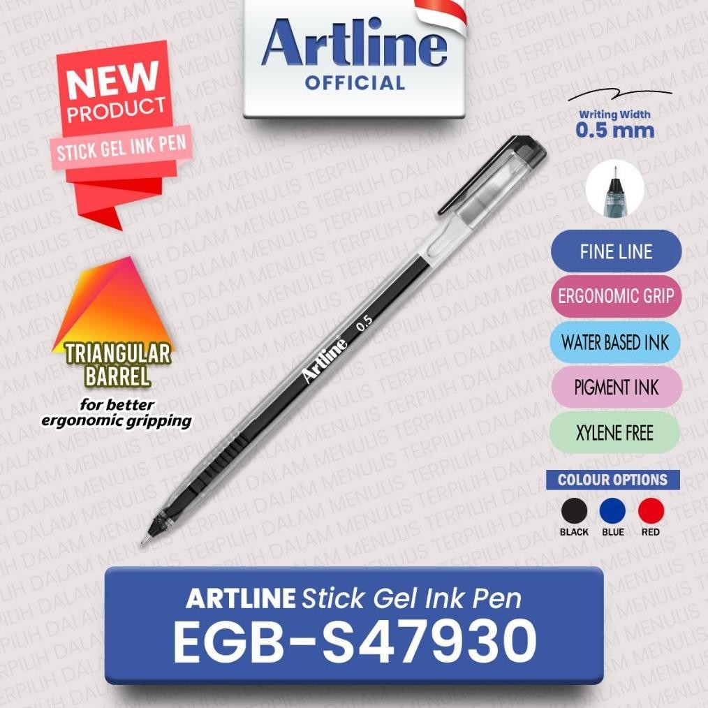 

Artline Stick Gel Ink Pulpen 0.5 Mm Egb-S47930 Ballpoint Segitiga / Bolpen Segitiga Christimimarntu