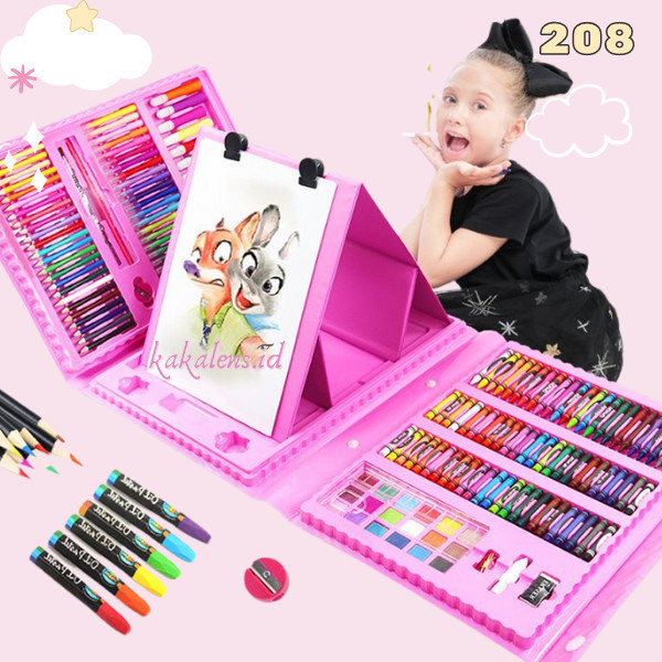 

208 Pcs Drawing Art Set Crayon Alat Tulis Melukis Cocok Buat Kado Anak -Anza Wahda