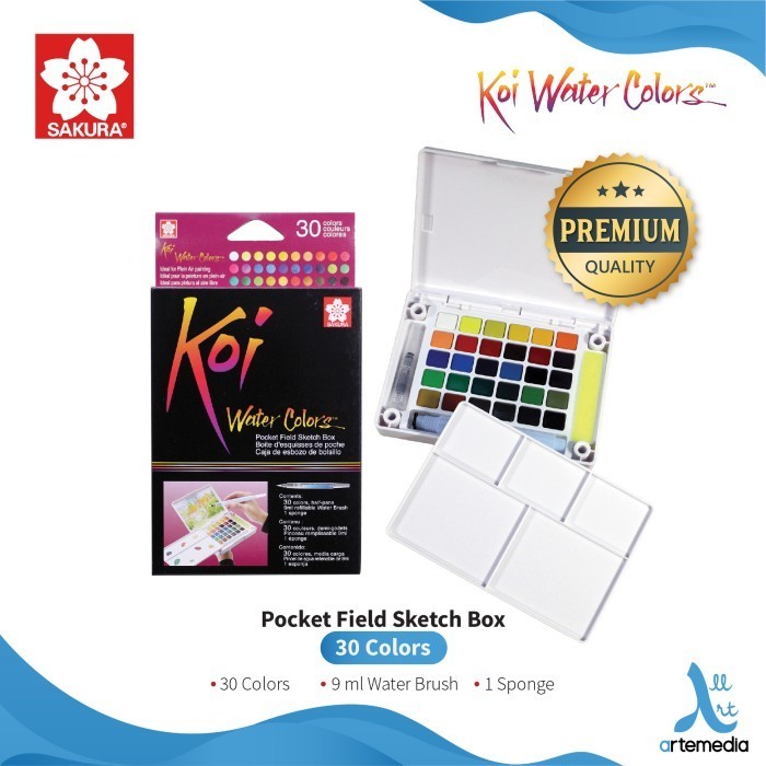 

Cat Air Sakura Koi Watercolor 30 Pocket Field Sketch Box -Anza Wahda