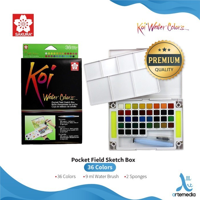

Cat Air Sakura Koi Watercolor 36 Pocket Field Sketch Box -Anza Wahda