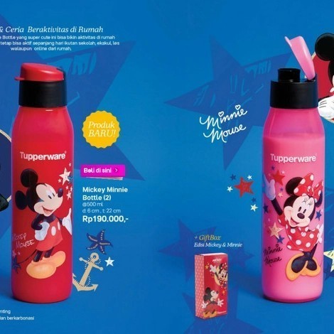 Botol Minum Anak Tupperware Mickey & Minnie Disney 500Ml Bpa Free