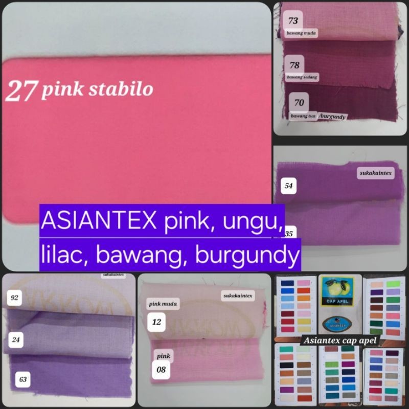 ASIANTEX (nuansa pink, bawang, ungu, lilac, burgundy) kain lapis furing rubiah Asiantex Cap Apel Arr