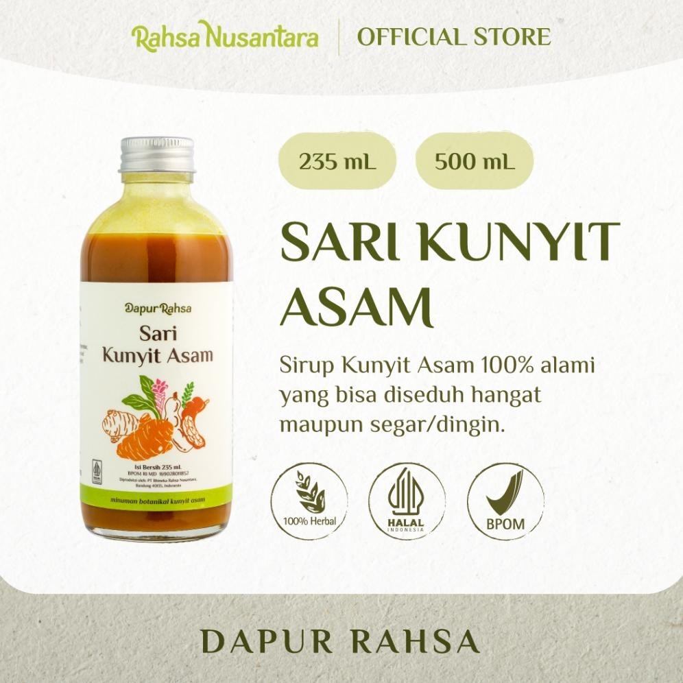 

Sari Kunyit Asam 235mL | BPOM by Rahsa Nusantara Jamu Sirup Herbal Tradisional