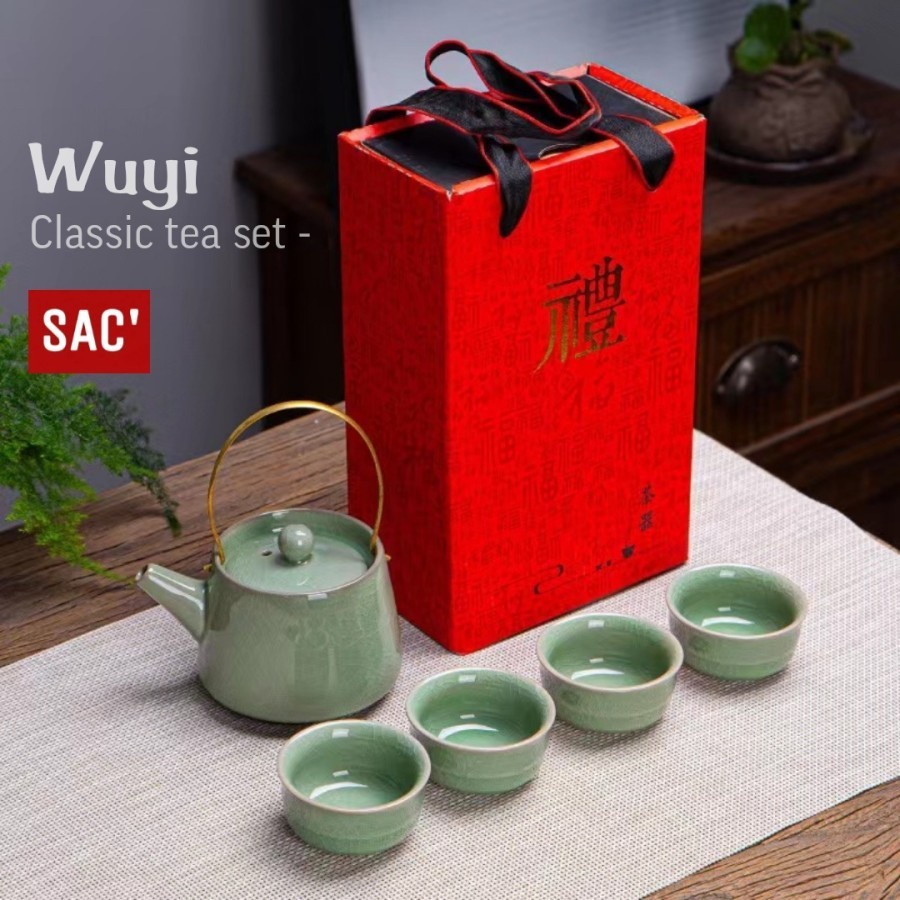 WUYI CLASSIC CHINESE TEA SET TEKO CANGKIR TEH KOPI CERAMIC TEAPOT GIFT