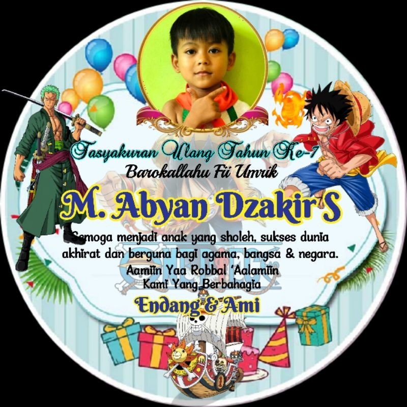 

STIKER LABEL ACARA ULANG TAHUN - TASYAKURAN TEMA ONE PEACE