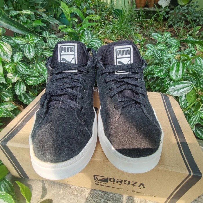 SEPATU PUMA SUEDE S HITAM GARIS PUTIH ORIGINAL