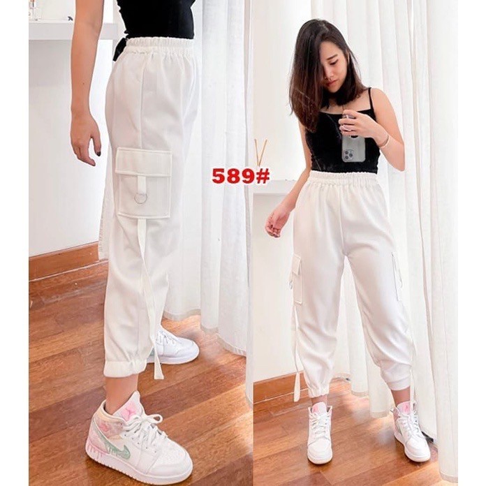 589# Celana Cargo Scuba / Jogger / Celana Jogger Wanita Korea Fashion