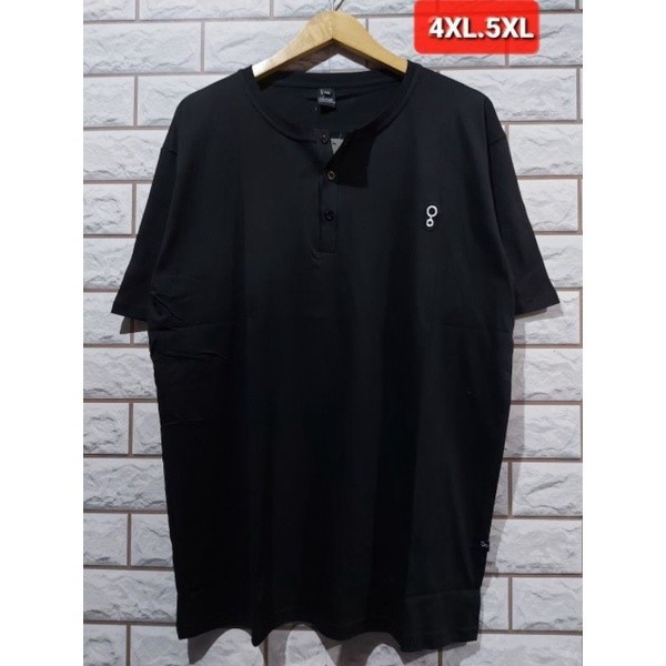 Promo Mega Sale 4.4 // Kaos JUMBO Polos 2XL 3XL 4XL 5XL Kancing Bordir baju polos hitam putih big
