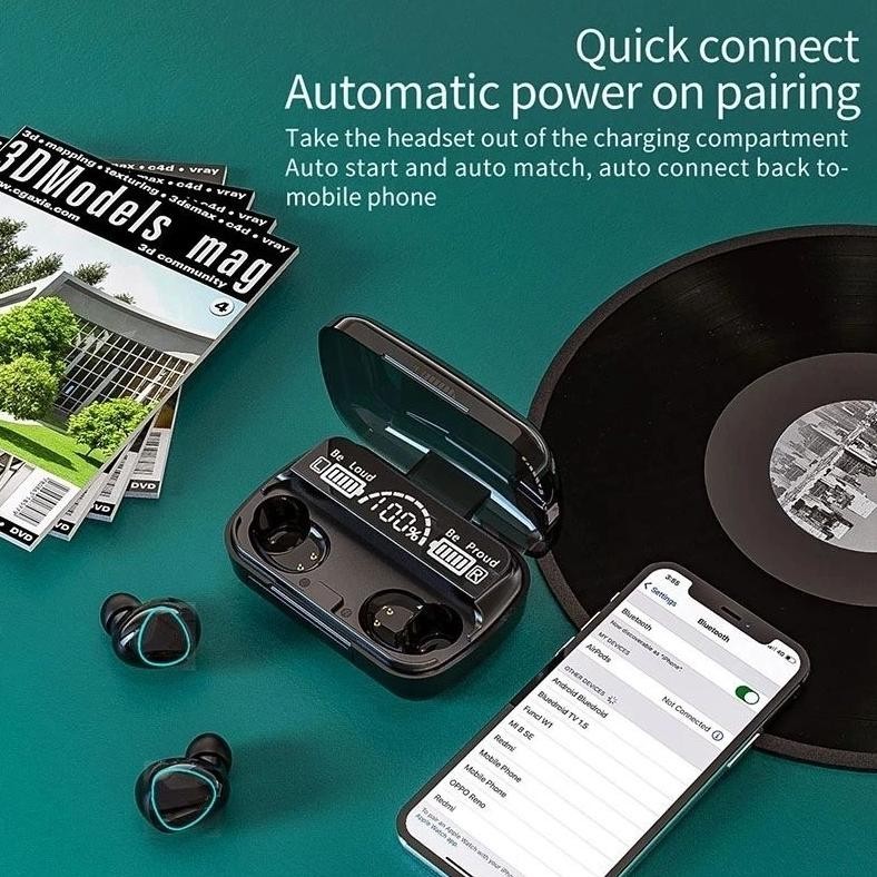 AITO M10 PRO TWS 5.3 BLUETOOTH HEADSET SUBWOOFER STEREO GAMING HEADSET NOISE CANCELLING EARBUDS LED 