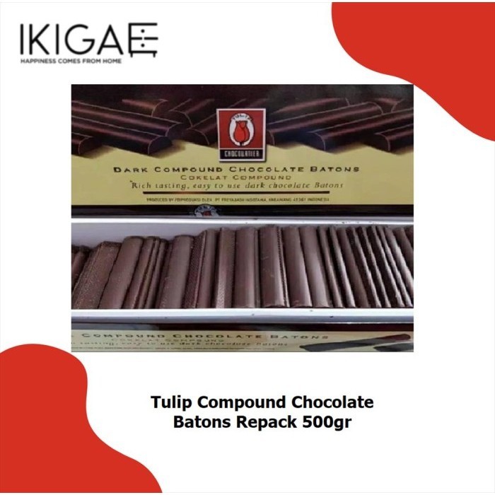 

Ready TULIP COMPOUND CHOCOLATE STICK BATONS / STIK COKELAT REPACK 500 GR