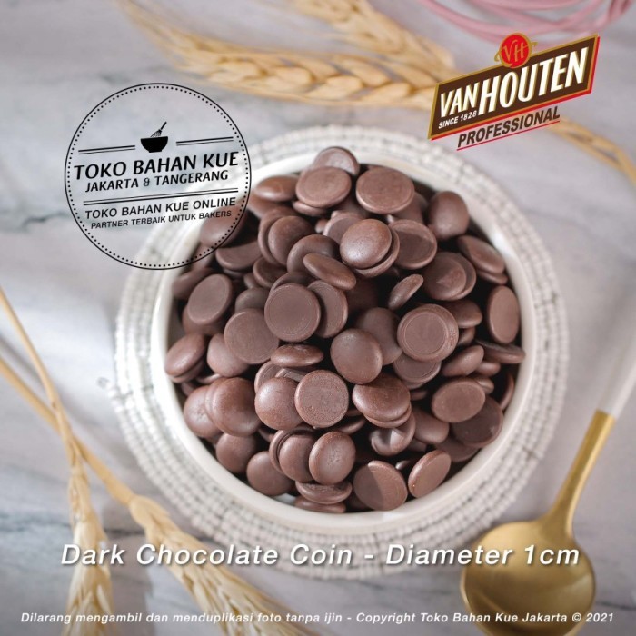 

Ready Van Houten - 500gr Dark Couverture Chocolate 70,4% Coin Cokelat Pahit