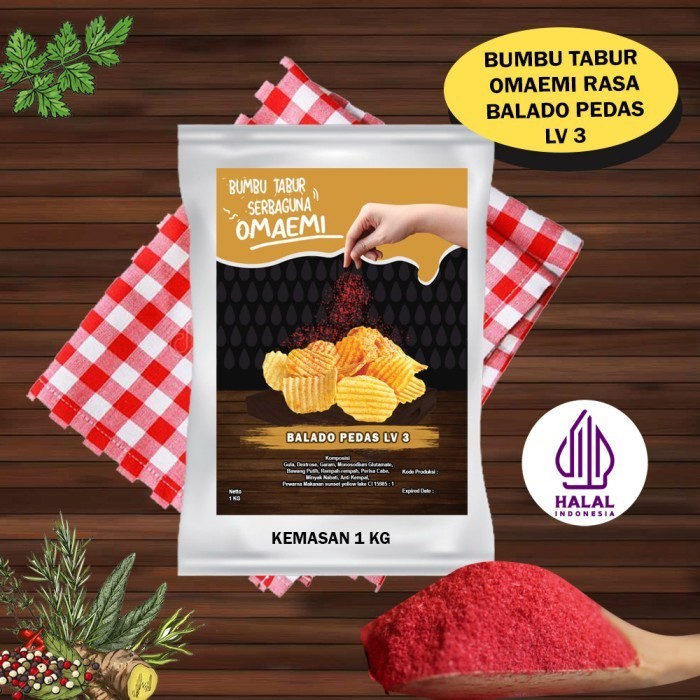 

Ready BUMBU TABUR BALADO PEDAS LEVEL 3 HALAL FOOD GRADE 1 KG