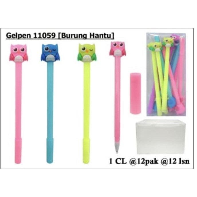 

Pen gel kepala karet bentuk burung hantu owl 11059 satuan