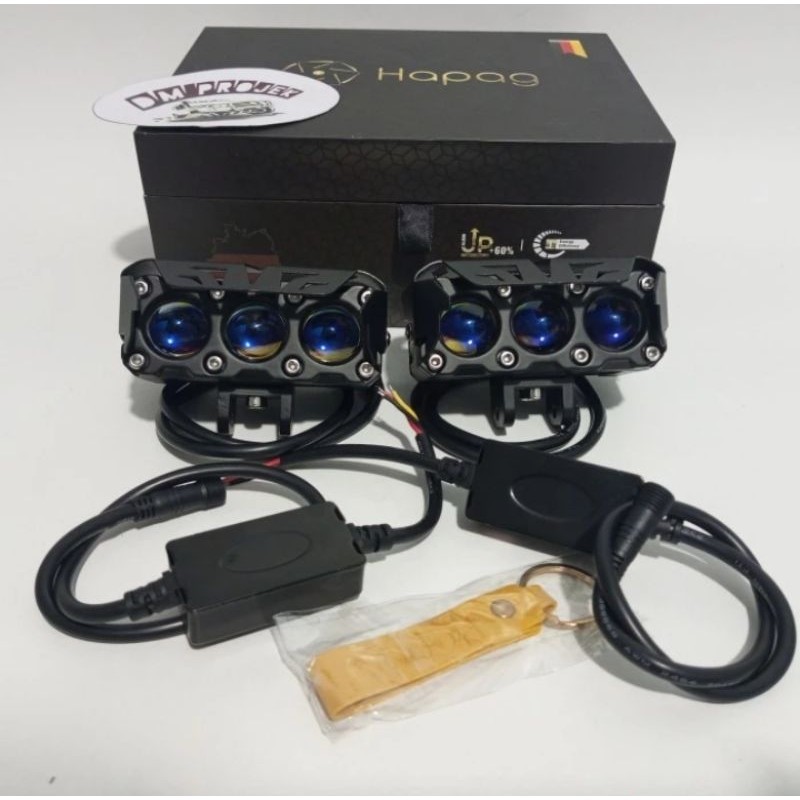 LAMPU TEMBAK MINI PROJIE SQL 3 MATA HAPAG ORIGINAL 70 WAT BLUE LENS SINAR PUTIH -KUNING