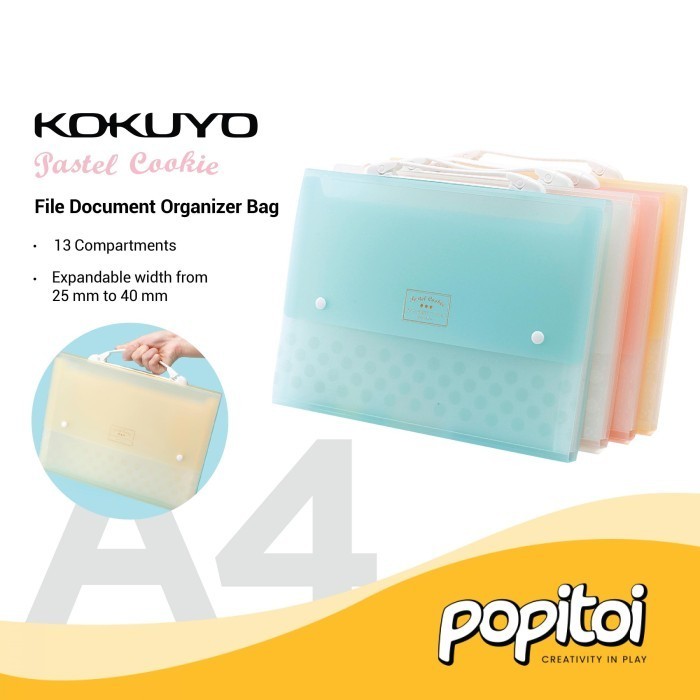 

Fauma Kokuyo Pastel Cookie File Document Organizer Bag A4 Folder Holder