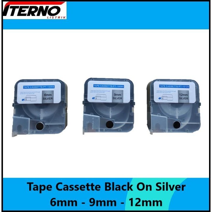 

DISKON PUTY LABEL TAPE CASSETTE 6MM PT-1006S BLACK ON SILVER UNTUK PT1010 !!!