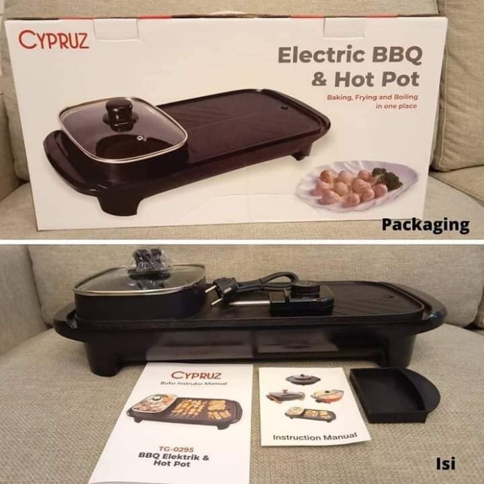 [LAPAK KIKI] BBQ Grill dan Hot Pot Listrik 2 in 1Alat Panggang & Perebus Shabu TERBARU