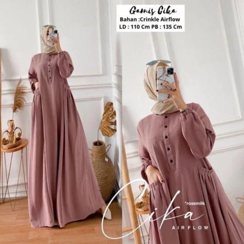 GAMIS CIKA CRINCKLE AIRFLOW /GAMIS SUSUN RAYON / DRESS MIDI /JESSICA DRESS / GAMIS Crinkle