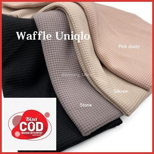 Bisa Cod Kaos Waffle Wafer Lengan Panjang Wanita / Basic Crewneck Polos Sweatshirt Waffel Uniqlo / K