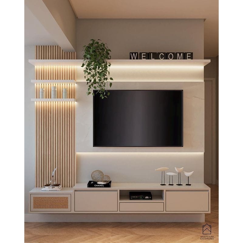 Backdrop TV Minimalis, Rak TV Gantung