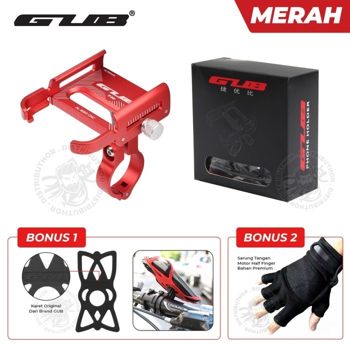 Holder Hp Motor Besi Stang Gub P30 Phone Stand Penyangga Pegangan - Gub P30 Merah