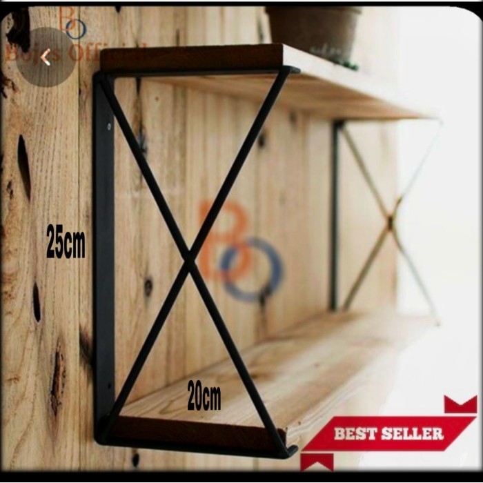 Bracket Besi Penyangga Rak Dinding 2 Ambalan Dinding Minimalis