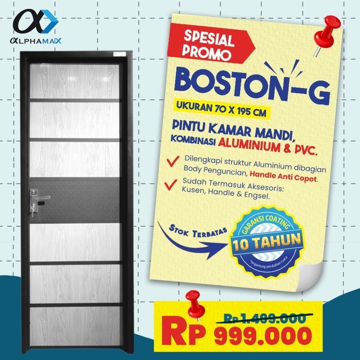 ALPHAMAX BOSTON-G PINTU KAMAR MANDI PINTU PVC + ALUMINIUM 70 X 195 CM