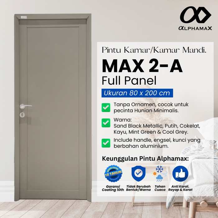 2-A FULLPANEL 80X200 PINTU ALUMINIUM / KAMAR / KAMAR MANDI / ALPHAMAX