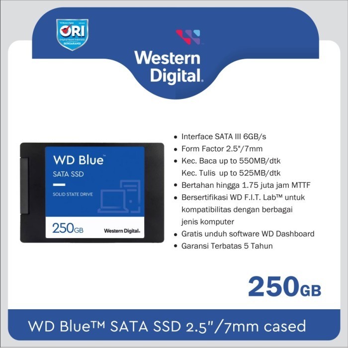 SSD WD BLUE SA510 250GB 500GB 1TB 2TB 4TB - SSD SATA ORIGINAL BEST QUALITY