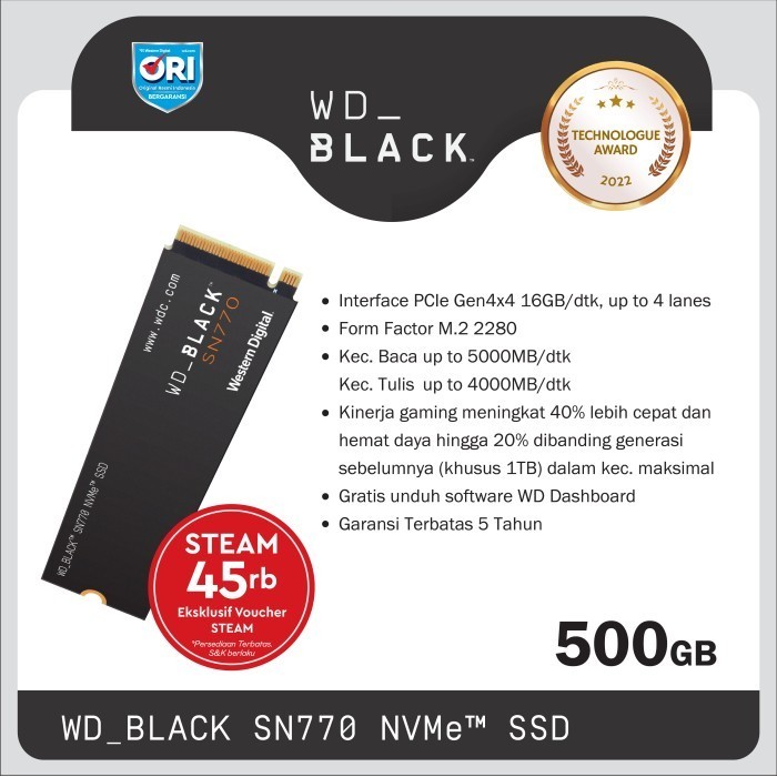 WD BLACK SN770 250GB / 500GB / 1TB M.2 NVME GEN 4 X4 SSD ORIGINAL BEST QUALITY