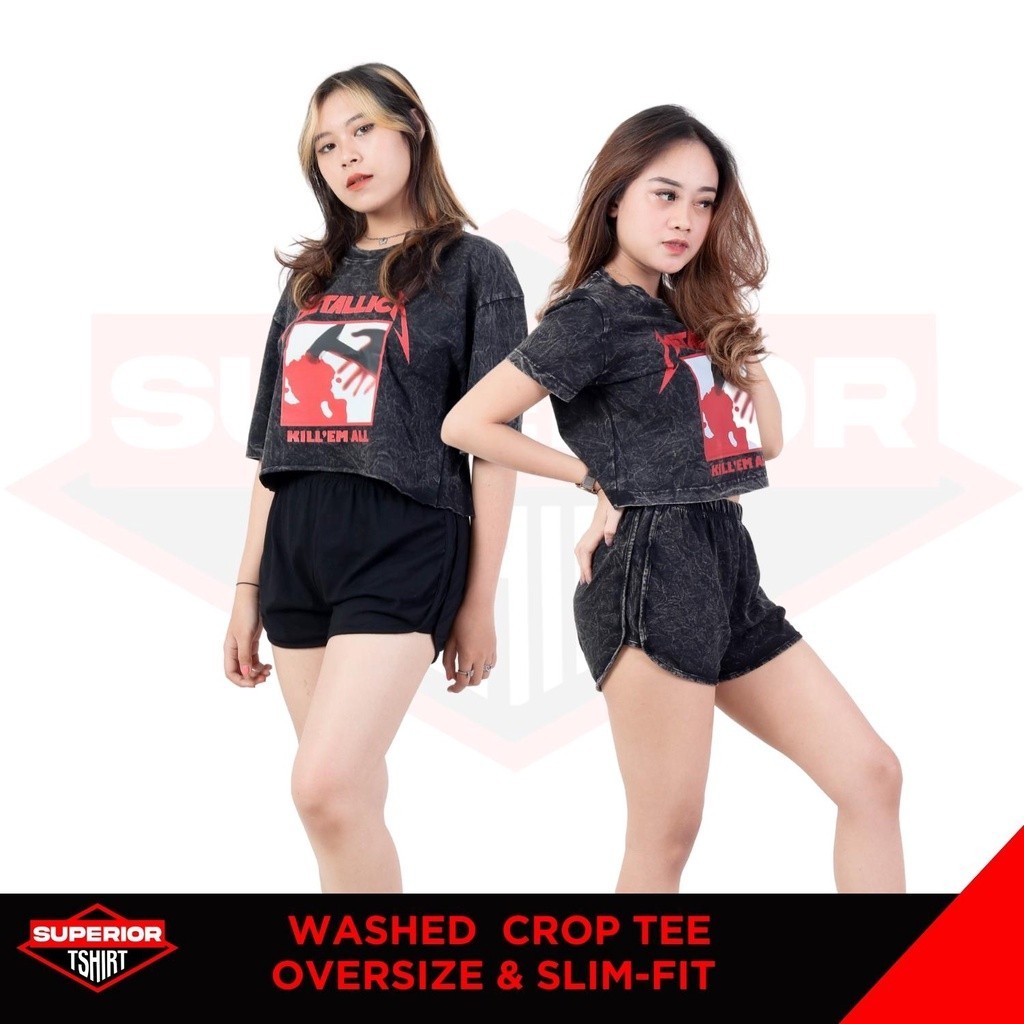 CROP TEE ACDC WASHED T-SHIRT / OVERSIZE / SLIM-FIT / CROP TOP/ACDC17