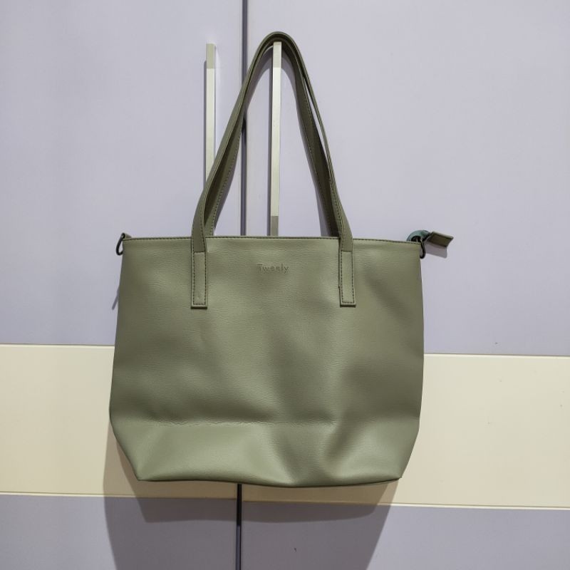 Tweely tote bag abu coklat wanita murah