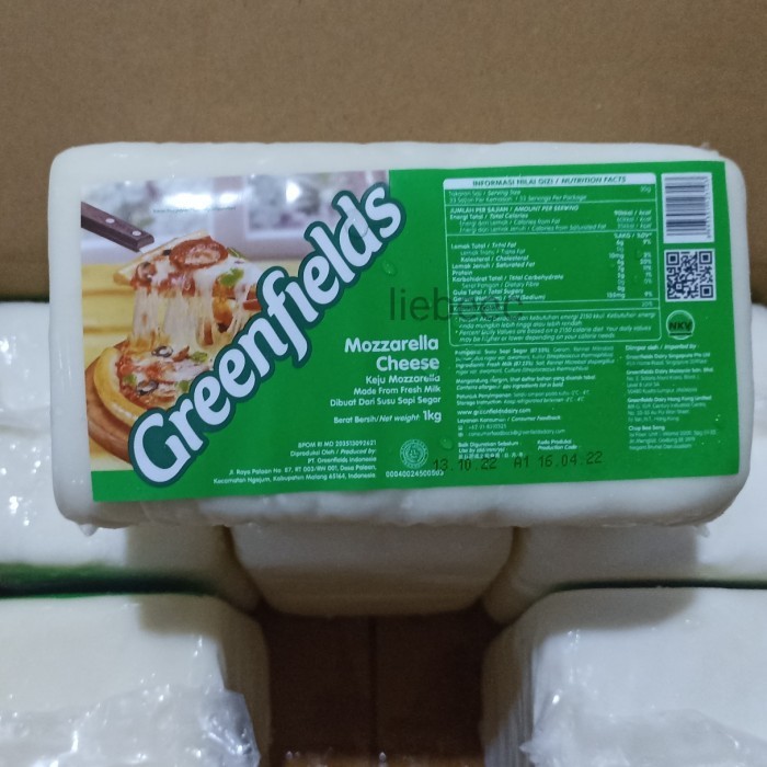 

KEJU GREENFIELDS MOZZARELLA CHEESE 1KG / 1 KG MOZARELLA