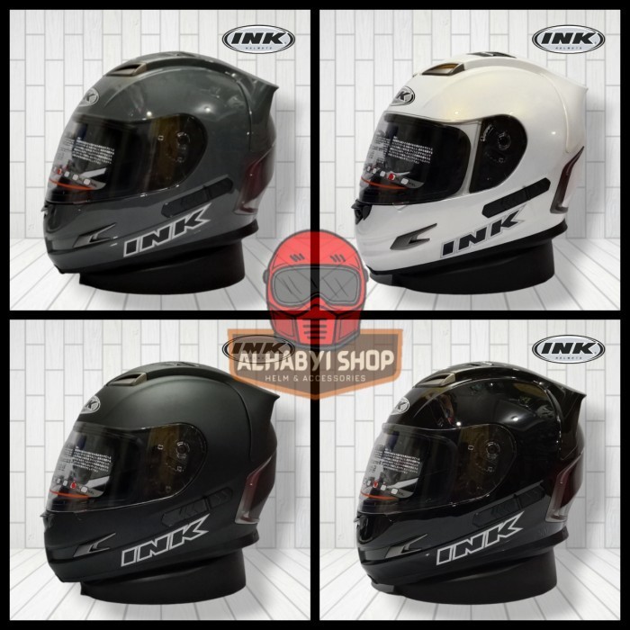 HELM INK STEALTH SOLID/POLOS FULL FACE DOUBLE VISOR HELM SNI/DOT