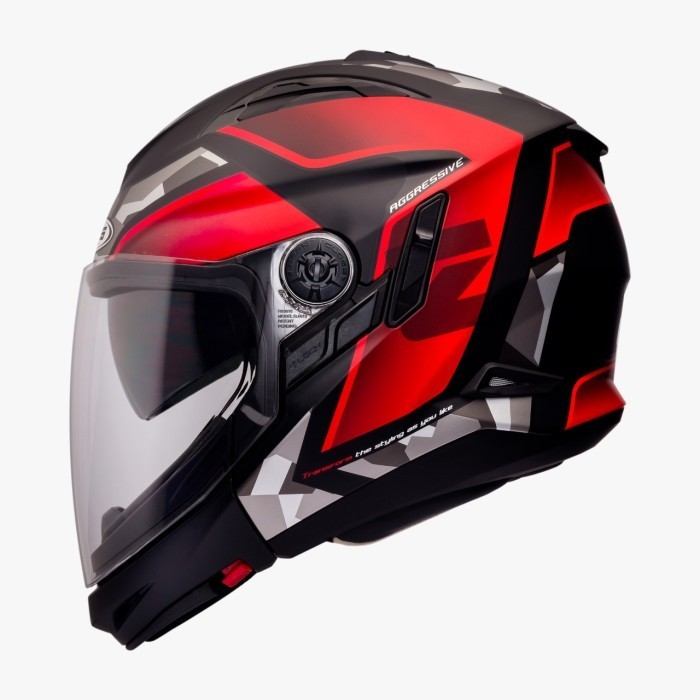 HELM ZEUS ZS613C ZS 613 C MBLK AJ14 RED