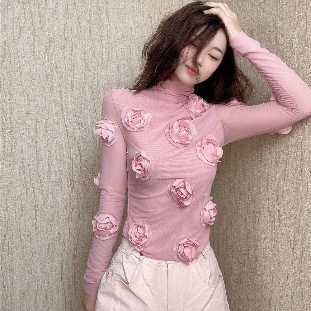 Kemeja Wanita Bunga Perca Lengan Panjang, Baju Dalaman Lengan Panjang