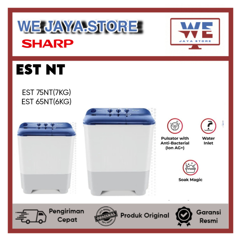 MESIN CUCI SHARP 2 TABUNG 75NT 7 KG PUREMAGIC LOW WATT