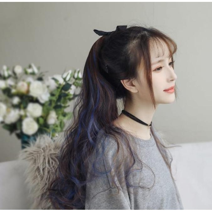 Poni Tail ikat Rambut Curly warna / ikat Rambut Palsu ekor kuda wig