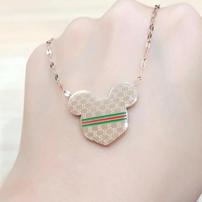 Kalung Titanium Steel Kalung Wanita Liontin Guccii Mickey Stok Terbatas