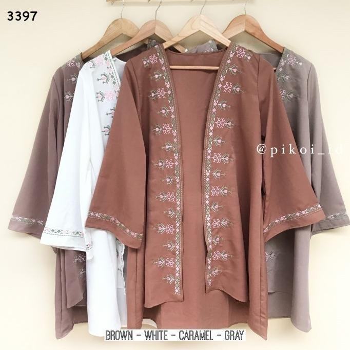 New Sale Cardigan Bordir Wanita Hijab Bohemian / Outer Panjang Putih Boho Bunga Pengiriman Cepat