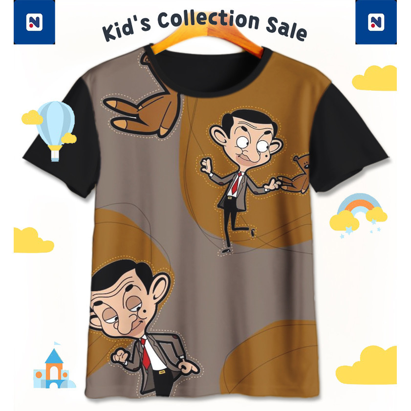 Kaos Anak Mr Bean v5 Baju Film Animasi KartunMr Bean Lucu Anak 3D Printing Untuk Umur 1-12 Tahun - N