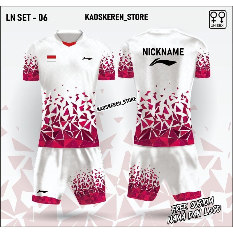 [BEST DEAL] jersey set celana badminton lining baju bulu tangkis lining kaos badminton custom nama
