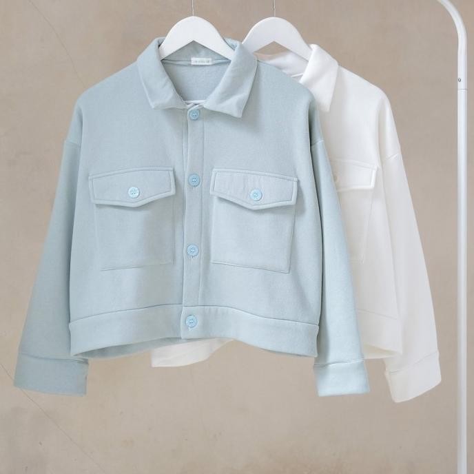 Jaket Saku Wanita Olin Button Outer Kancing Crop Top Premium Jumbo XL HFS