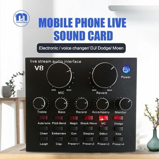 siap kirim] Soundcard V8 utk Bigo, Youtuber, Live Streaming, Karaoke, Record PC/HP