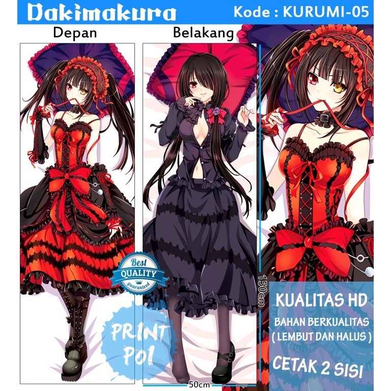 Ready Dakimakura Kurumi Tokisaki DATE A LIVE Sarung Bantal Panjang ANIME 05