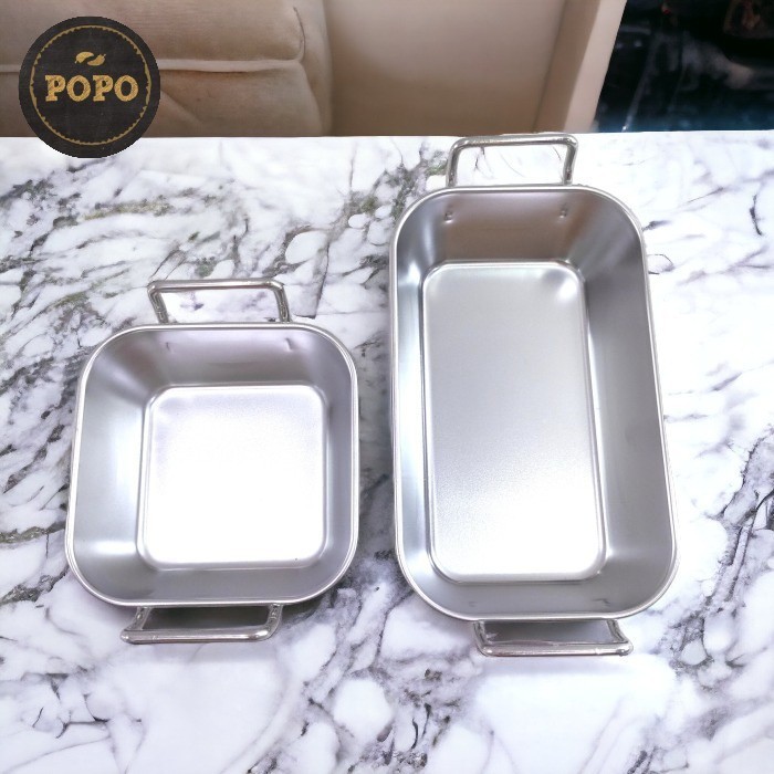 Piring Mangkok Stainless Bak Segi Mini Loyang Tray Piring Saji Snack