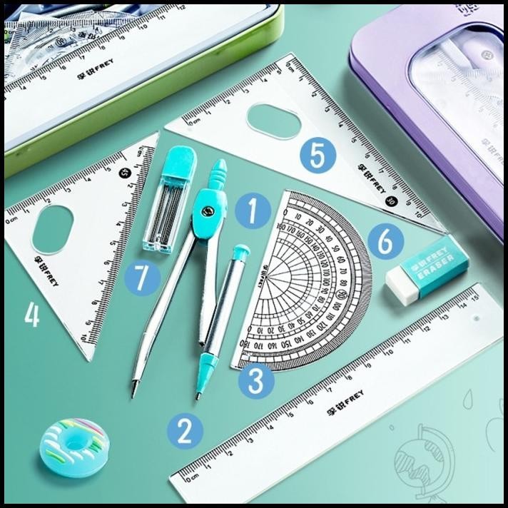 

HOT DEAL SET JANGKA PENGGARIS BUSUR SEKOLAH MATH COMPASS PENGHAPUS ERASER RULER !